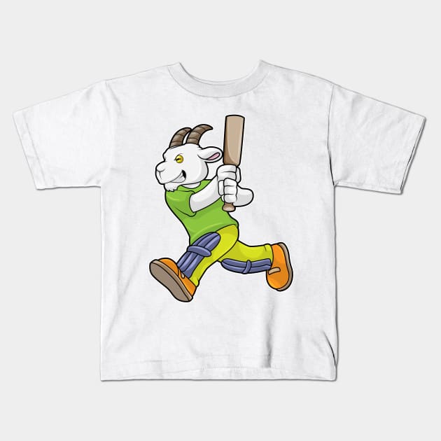 Goat as Batsman with Cricket bat Kids T-Shirt by Markus Schnabel